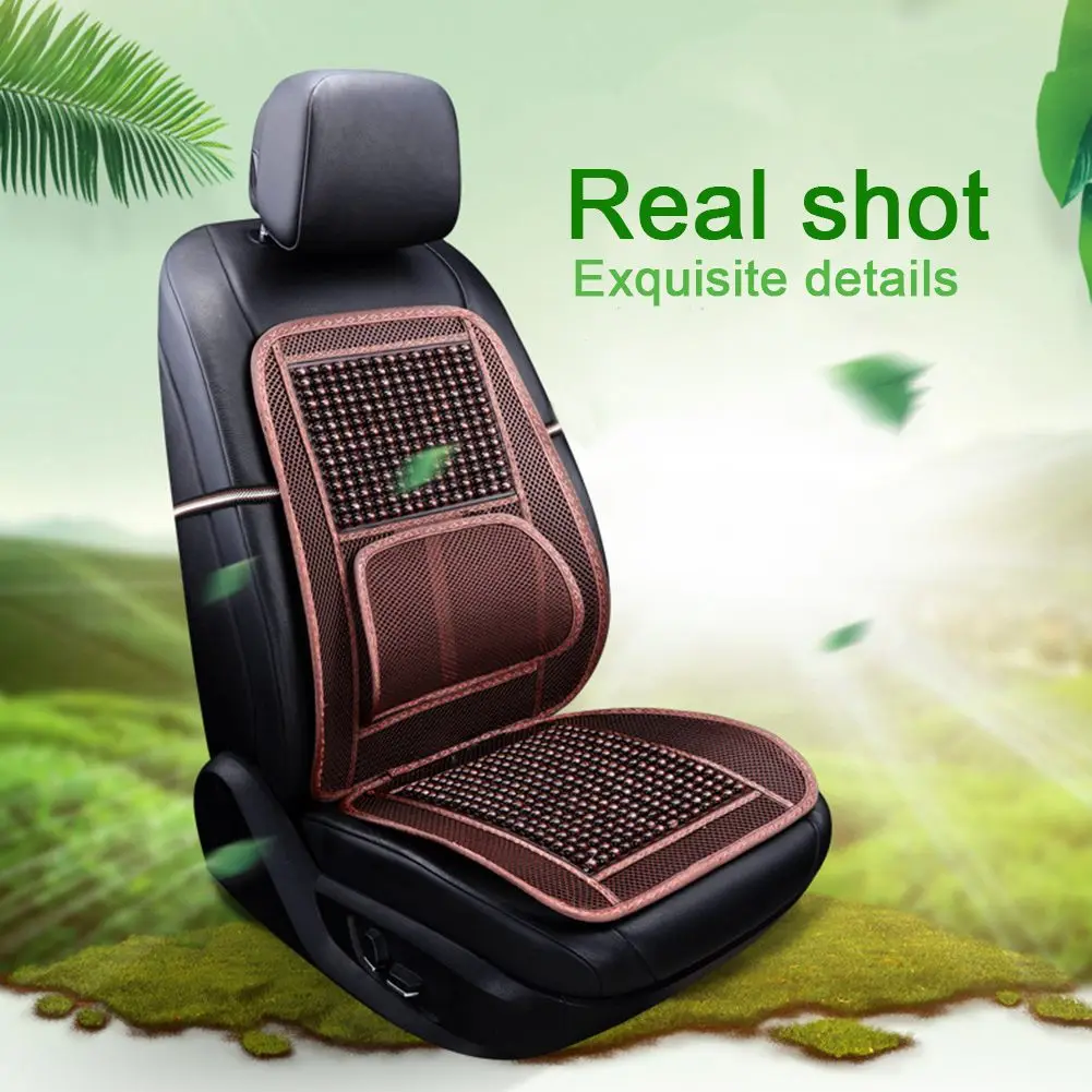 1x Wood Beaded Back Support Seat Cover for Car Seat, Wooden Beaded Car Driver Seat, Summer Chair Seat Cool Matress Cover-animated-img