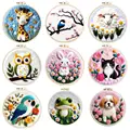 1 Pack Flowers Cat Pattern Diy Needle Felting Kit With Embroidery Hoop Complete Wool Craft Set With Tools Wool Craft Set Artwork