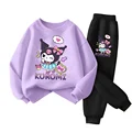 SANRIO Spring Autumn Children Clothing Sets Cartoon Kuromi Print Girls Sweatshirt  2pcs Suit Breathable Thin Kids Tracksuit preview-1