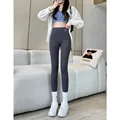 2024 Summer New Women's Solid Color Nine Points Raised Belly Buttock Shark Yoga Pants Show Tall And Thin All Matching Leggings preview-2