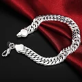 925 Sterling Silver Exquisite Solid Chain Bracelet Fashion Charm Women Men Solid Wedding Cute Simple Models Jewelry preview-4