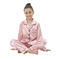 Boys Girls Satin Silk Pajamas Sets for Kids Toddler 2 to 3 4 5 6 7 8 9 10 11 12 13 14 Years Long/Short Sleeved Pink Red Pijamas preview-3