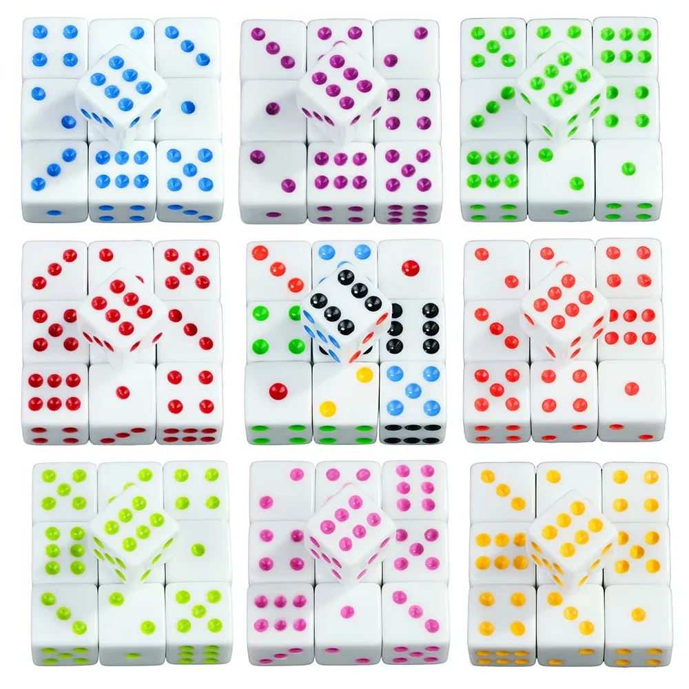 D6 White Game Dice 10PCs 16mm Entertainment Acrylic Gambling Tool Dice-animated-img