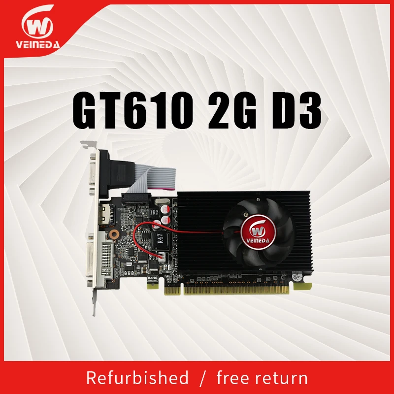 VEINEDA GT610 2GB DDR3  Low Profile Chipset video  for normal PC and LP case Stronger Than HD6450 Refurbished cards-animated-img