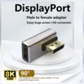 DP male-to-female 90 degree right Angle Elbow Computer Graphics Card Display Displayport converter 4K144hz HD steering head 8k preview-3