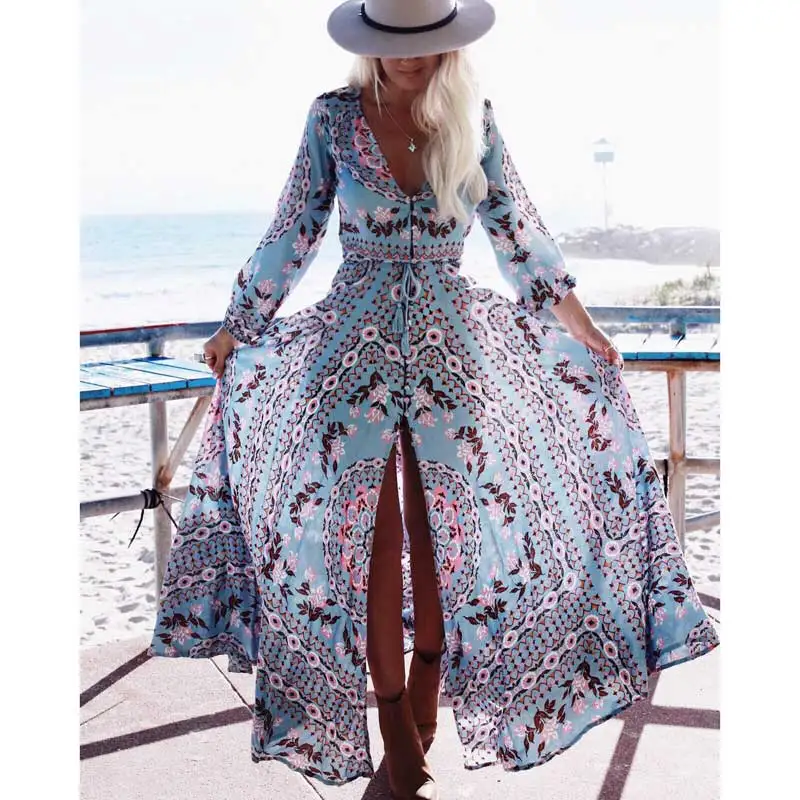 Super Chic Pandora blue long boho Dress 