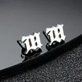 Trendyunique Gothic Letter Earring Men's Single Dull Black Style Vedic Earring Hip Hop Streetwear Elegant Couple Model preview-2