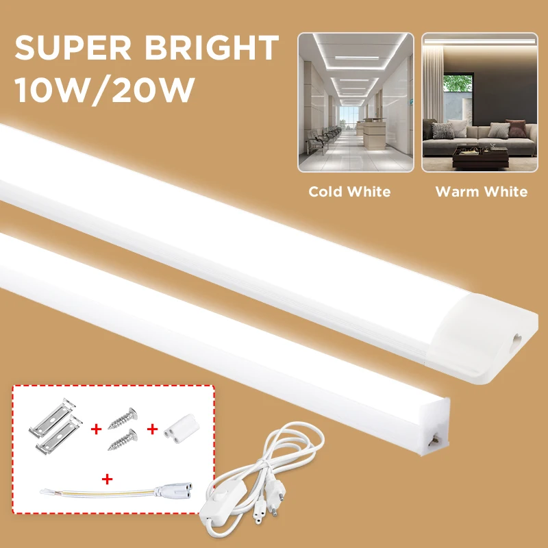 LED Tube Fixture Lamp Lighting Strip Lamps Home Appliances 220V LED Lamp Lights For Living Room Led Bulb Fluorescent Spotlights-animated-img