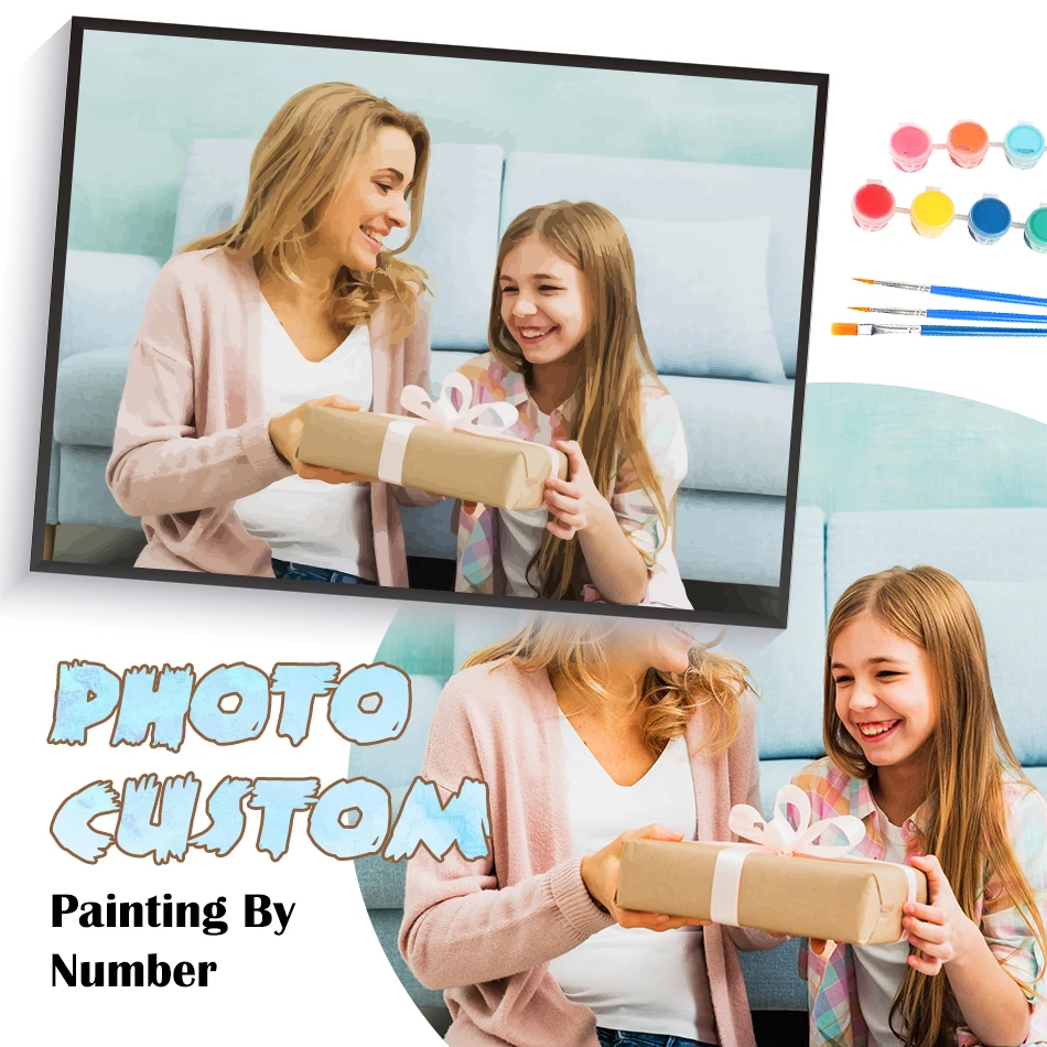 CHENISTORY Personalised Paint By Numbers Photo Custom DIY Oil Painting By Number Picture Canvas Portrait Family Children Gift-animated-img