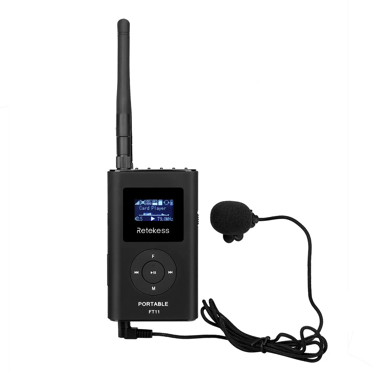 Retekess FT11 0.3W Wireless FM Broadcast Transmitter MP3 Portable for Church Car Meeting Support TF Card AUX Input-animated-img