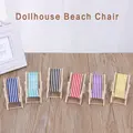 Mini Home Decor 1:12 Scale Garden Decoration Doll Miniature Furniture Folding Stripe Deck Sunbathing Toy Dollhouse Beach Chair