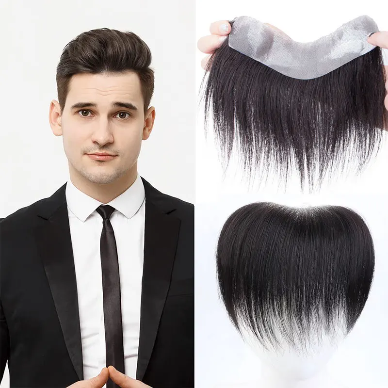 קנו אלי אקספרס | Men's Toupee 100%European Hair System V Shape Human  Hairline Toupee For Men Replacement System V Frontal Toupee Thin Skin PU