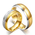 Modyle Wedding Ring for Women and Men Gold Color Love Engagement Couple Stainless Steel Lovers Jewlery Anniversary Gift preview-1