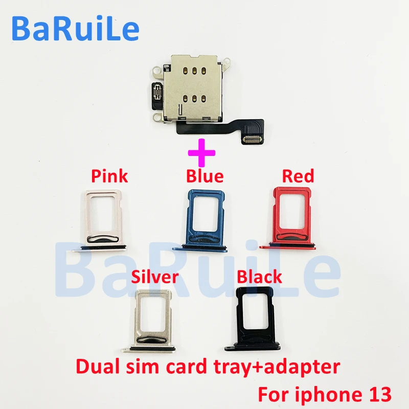BaRuiLe 1set Dual SIM Card Reader Flex Cable + SIM Card Tray Holder Slot Adapter Replacement Repair Parts For iPhone 13 Pro Max-animated-img