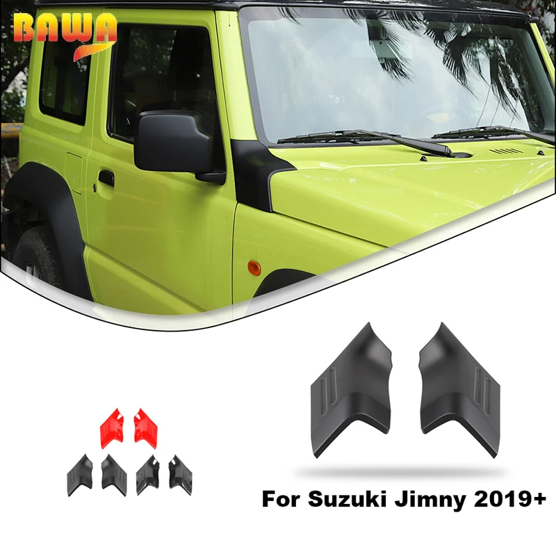 קנו אביזרים חיצוניים לרכב  BAWA Car Stickers for Suzuki Jimny Engine Cover  Angle Hood Decal Cover Trim Accessories For Suzuki jimny 2019 2020 2021 2022