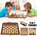 3 in 1 Chess Game Board Folding Chess Set Backgammon Checkers Travel Games Chess Sets for Adult Kids Gift Family Game Chess Boar preview-3