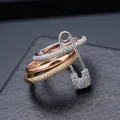 Fashion Pin Connection Three Layers Designer Fashion Ring for Women Valentine's Day Gift Jewelry R7393 preview-1