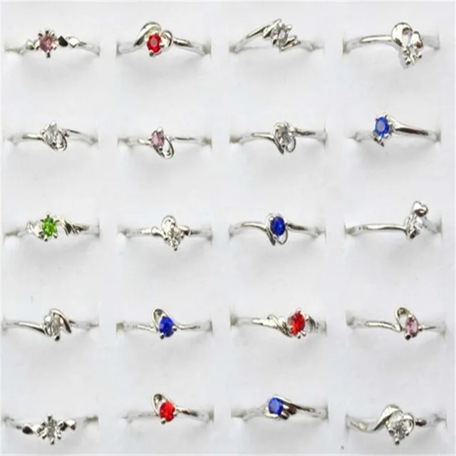 Wholesale Women Jewelry 30Pcs Jewellery Bulk Mixed Silver Color Party shining Crystal Rings кольца-animated-img