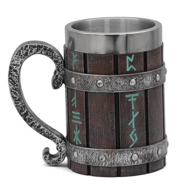 Nordic Viking Rune Mug Beer Tankard Cup for Men Viking Gift Costume Props Novelty Special Use-animated-img