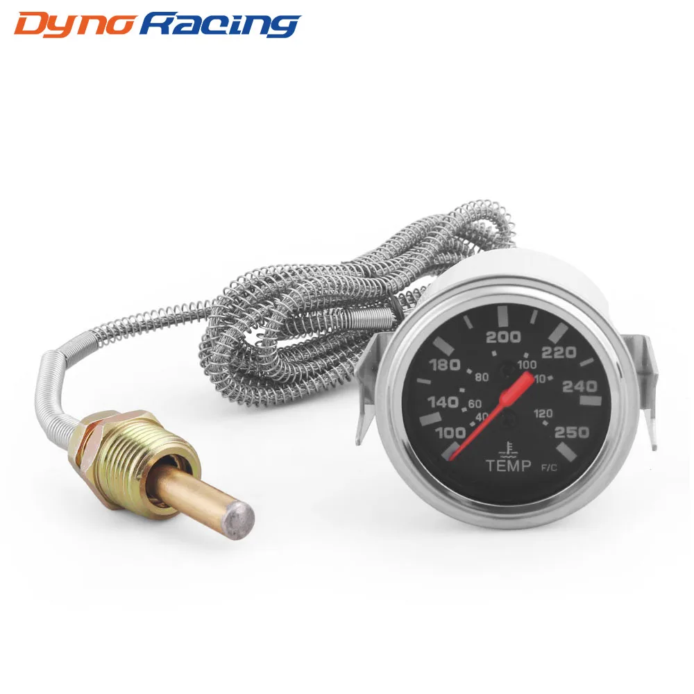 2" 52MM Mechanical 40-120℃/100-250℉ Water Temp Gauge 12V Water Temperature Gauge Car Meter With Sensor NPT 1/2-animated-img