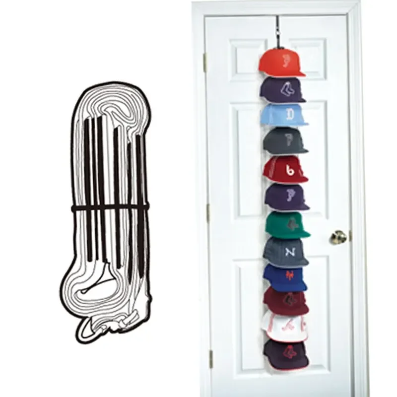 Nylon Straps Cap Rack Storage Rack Wiht Hook For Baseball Ball Cap Over Door Closet Organizer Hat Collections Display-animated-img