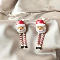 Cute Enamel Santa Claus Stud Earrings For Women Exquisite Imitation Pearl Cartoon Christmas Earring Xmas New Year Party Gifts preview-5