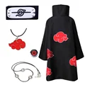 Anime Red Cloud Cloak Costume Embroidered Red Cloud Standing Collar Robe Adult Halloween Party Cos Cloak Ring Headband Necklace