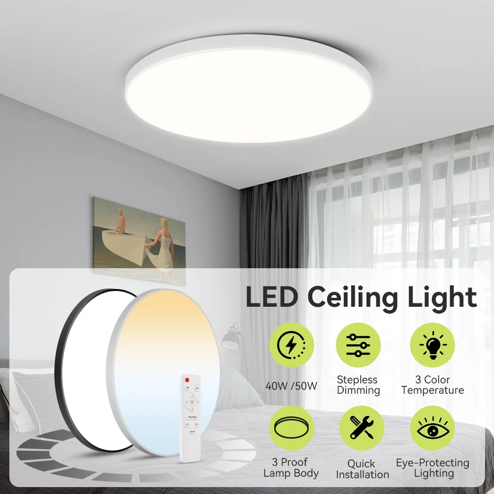 Ceiling Lamps Dimmable Led Bedroom with Remote Control Lustre Panel Light Fixture for Living Room Home-Appliancet Ceil Lighting-animated-img