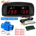 2 in 1 Car Gauge Water Temperature Gauge + Voltmeter With 1/8NPT Water Temperature Sensor Adapter Universal For 12V Vehicle Car