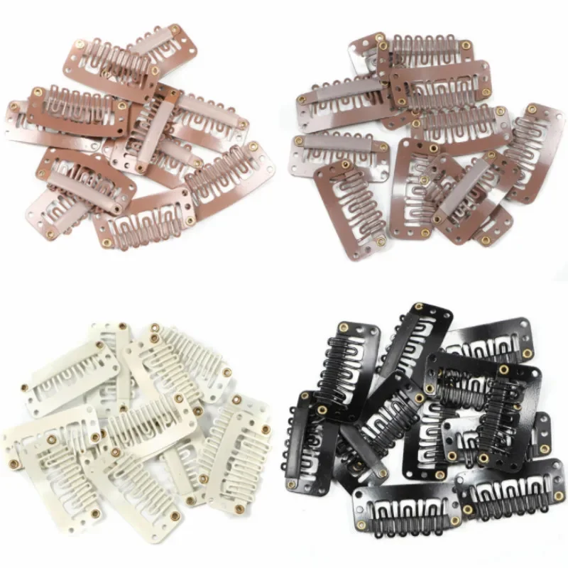 32mm 6-Teeth U Shape Metal Snap Clips For Hair Extensions Tool With  Silicone Back Wig Clips In Weave Wig AccessoryDIY