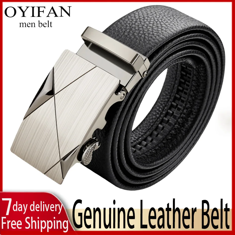 Genuine Leather Men Belt Fashion Alloy Belts Buckle Luxury Brand Jeans Belts for Men Business Belt-animated-img