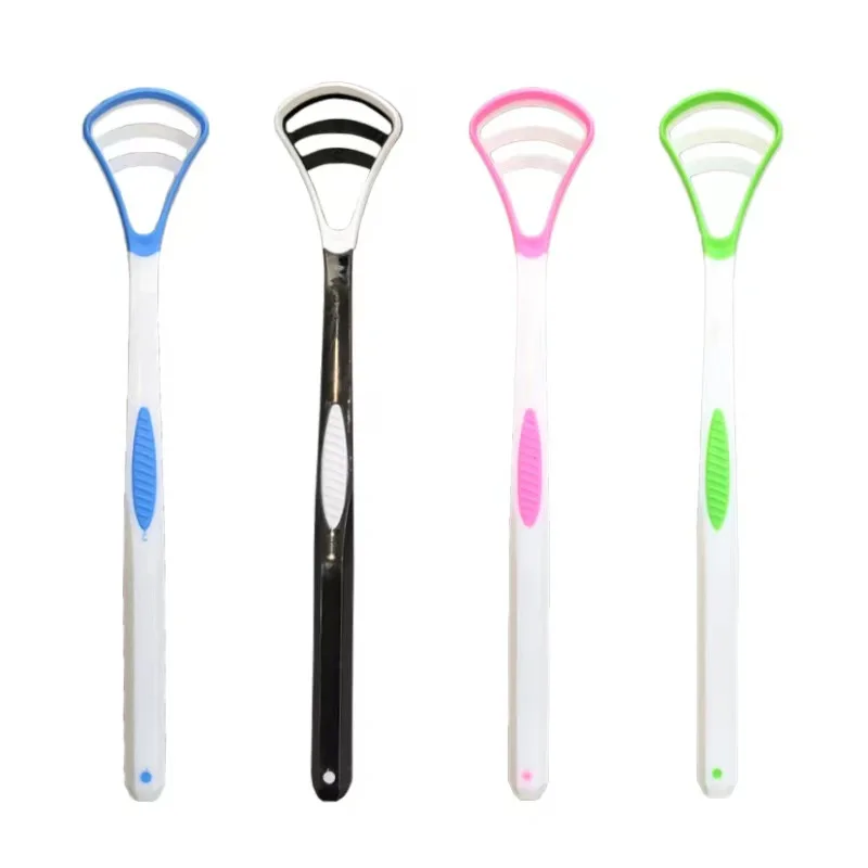 1PCS Silicone Tongue Scraper With Ergonomic Handle Double-sided Fresher Breath Tongue Cleaning Brush Oral Hygiene Tool Wholesale-animated-img