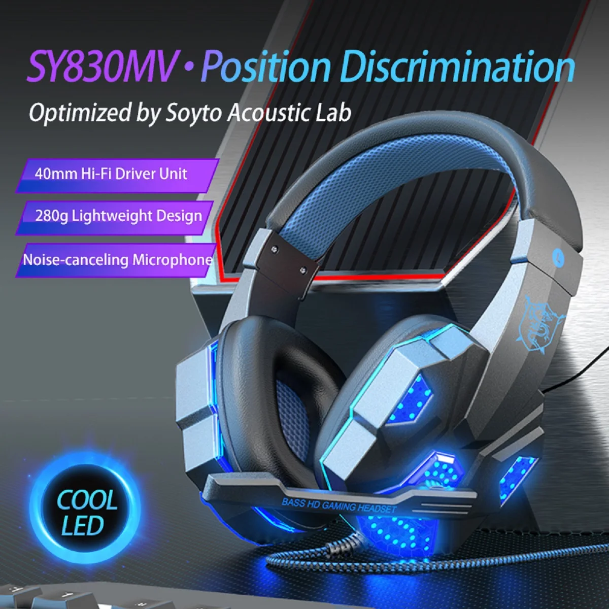 Luxury LED Light Wired Gaming Headphones With Microphone Noise-cancelling Gamer Headset for PC Computer Laptop PS4 PS5 Xbox-animated-img