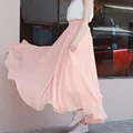 Spring Summer New White Double-layer Chiffon Skirt A- line Half-length Long Dress Elegant High-waisted Artistic Fairy-like Women preview-4