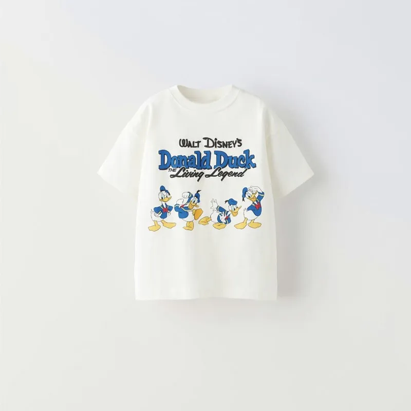 Donald Duck Cartoon T-shirt For Boys Clothes 1-7 Age Children Short Sleeve Tops Crewneck Tees Summer Kids Clothing Girls Tshirt-animated-img