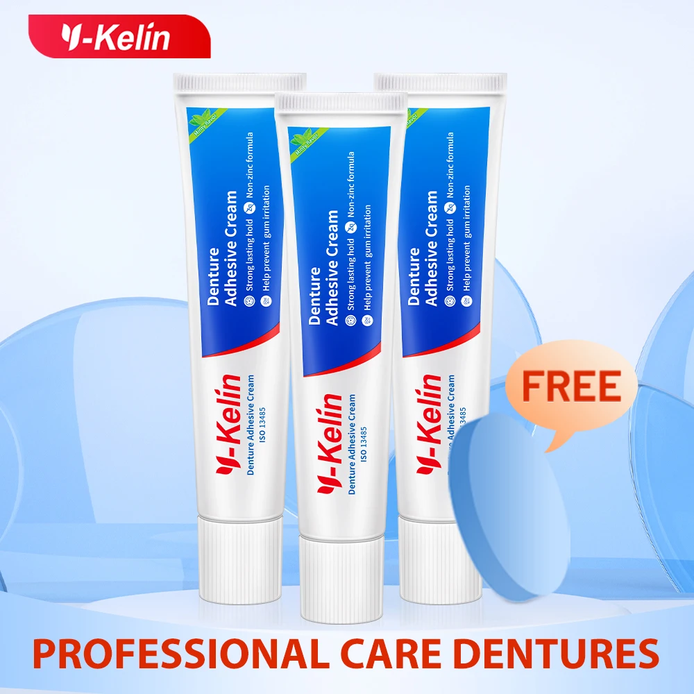 denture cream on teeth