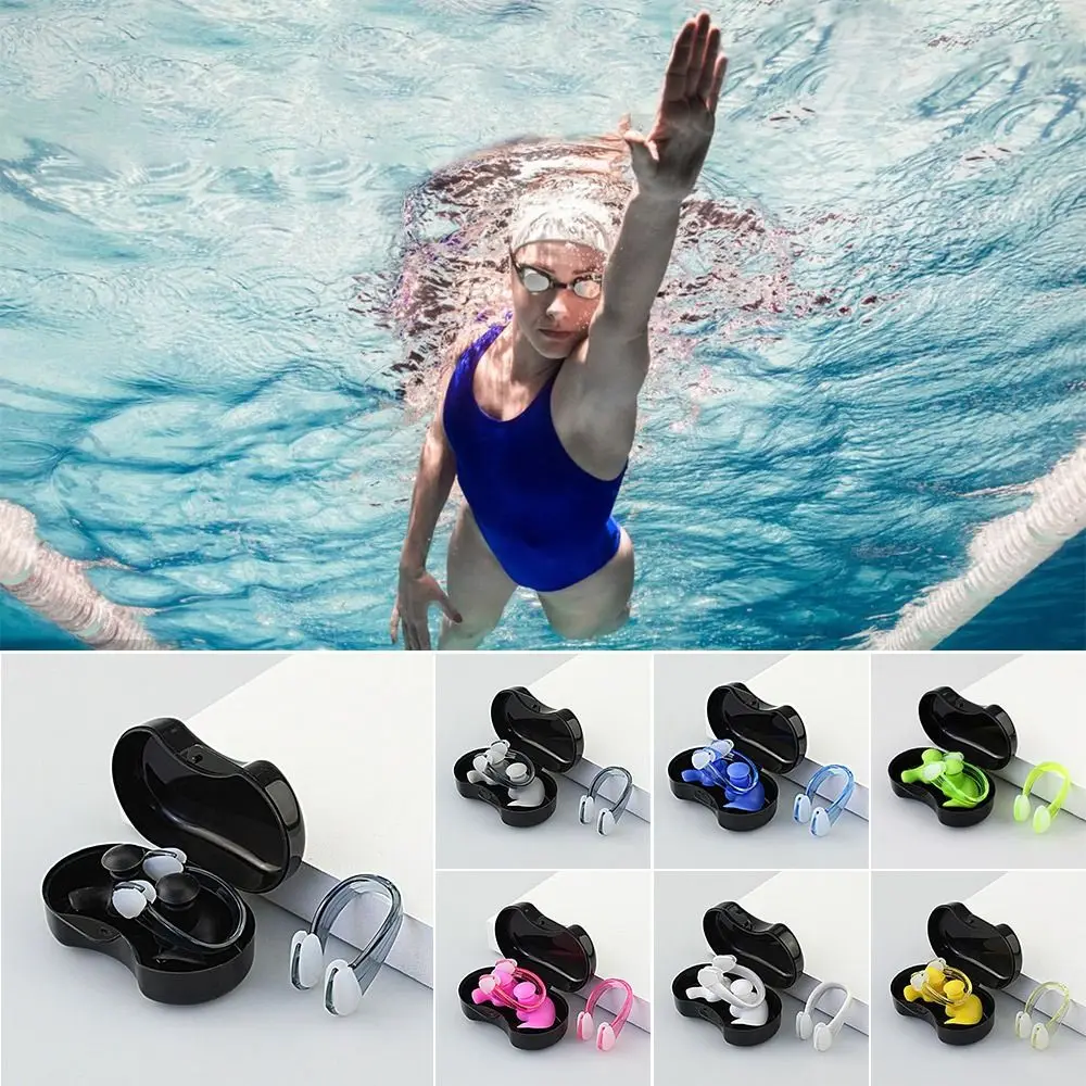 Silicone Earplug Nose Clip Suit with Case Soft Swimming Earplugs Set Waterproof Anti-noise Ear Plugs Diving/Surfing/Swimming-animated-img