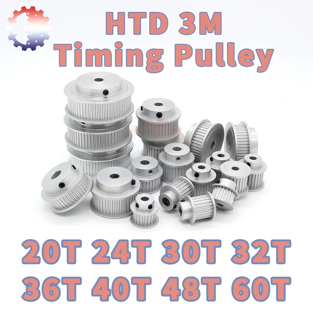 HTD3M Timing Pulley 20T 24T 30T 32T 40T 48T 60T 3M Pulleys 20Teeth 30Teeth 40Teeth 60Teeth Belt Pulley HTD 3M Synchronous Wheel-animated-img