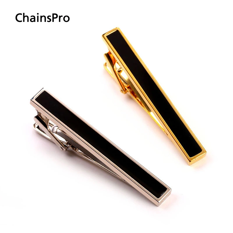 ChainsPro Tie Clip Easy Simple Design For Men  Gold/Silver Color With Enamel Tie Clips For Men Tie Bar Men Jewelry TC146-animated-img