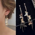 Delysia King Women Trendy Butterfly Tassel Pendant Earrings Versatile Elegant Temperament Eardrop