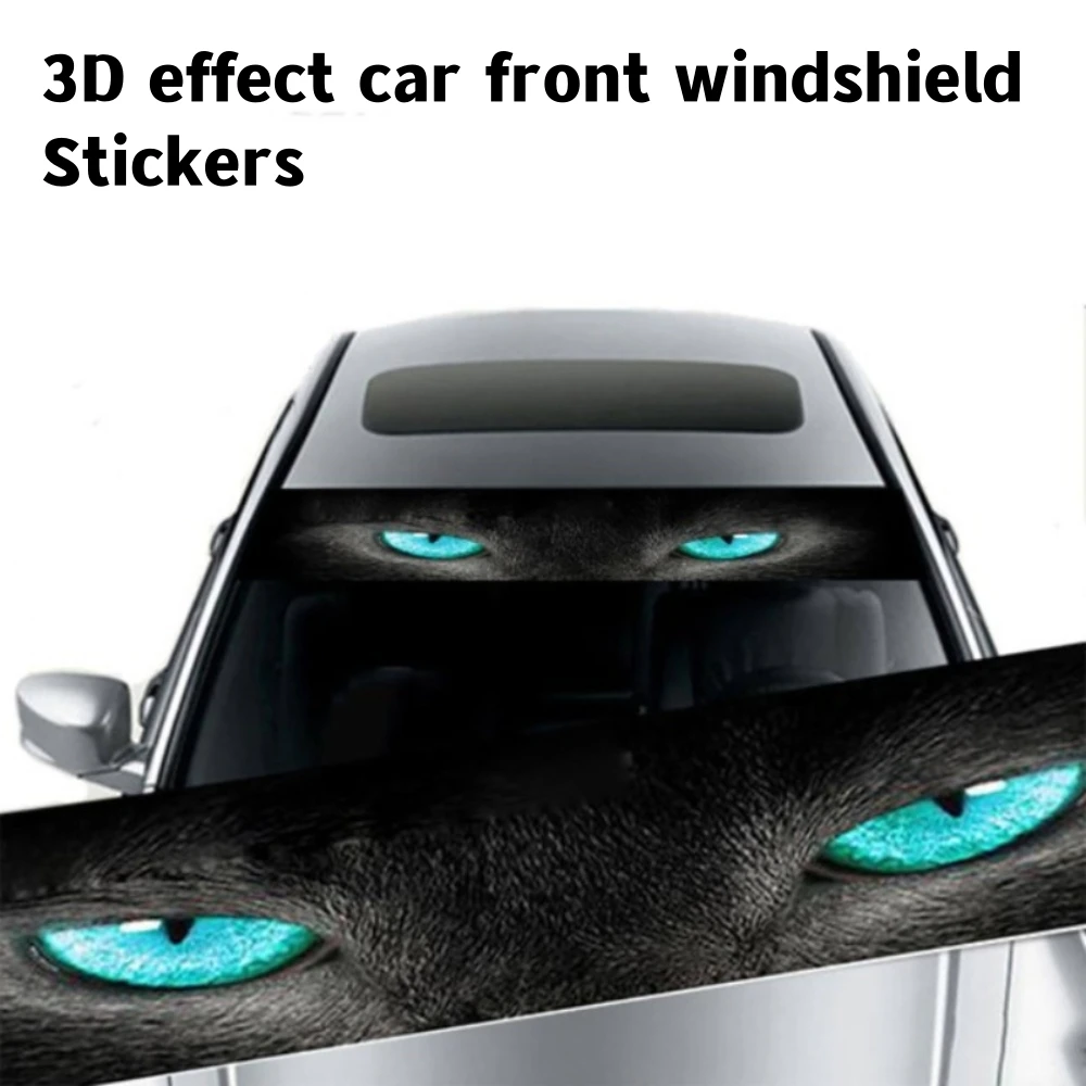3D Effect Car Front Windshield Stickers Personalized Stickers Interesting Stickers Ghost Pattern Wolf Eyes Pattern-animated-img
