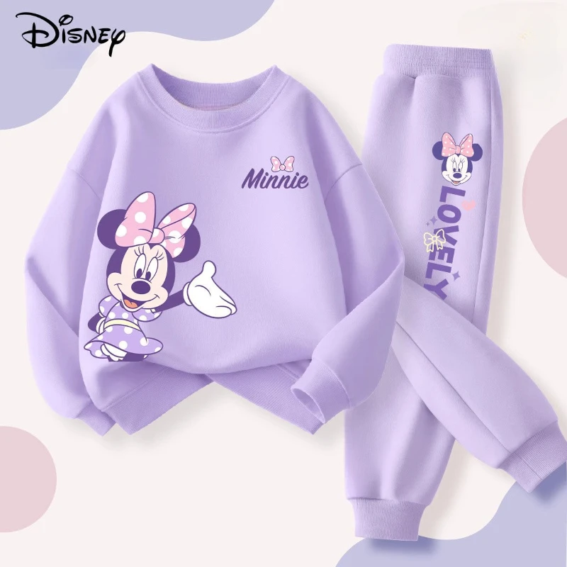 Spring Autumn New Baby Girls Pullovers Sets Disney Children Sweatshirt and Sweatpant Two Piece Suit Breathable Kids Tracksuit-animated-img