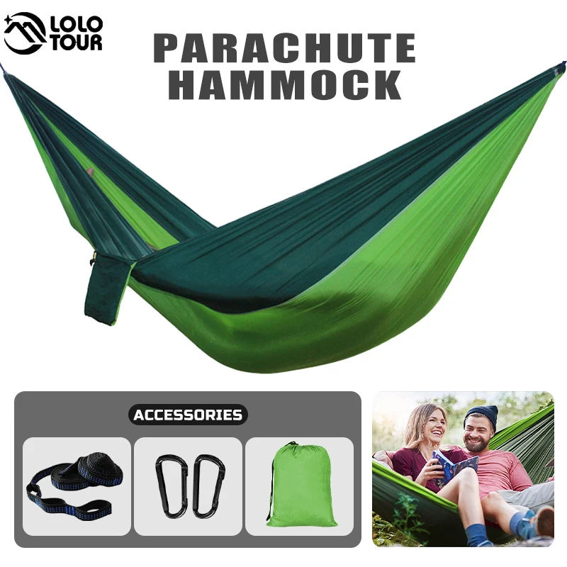 Double Camping Hammock 102x55inch Lightweight Portable 210T Nylon Parachute Hammock for Garden Backyard Outdoor Adventure Travel-animated-img