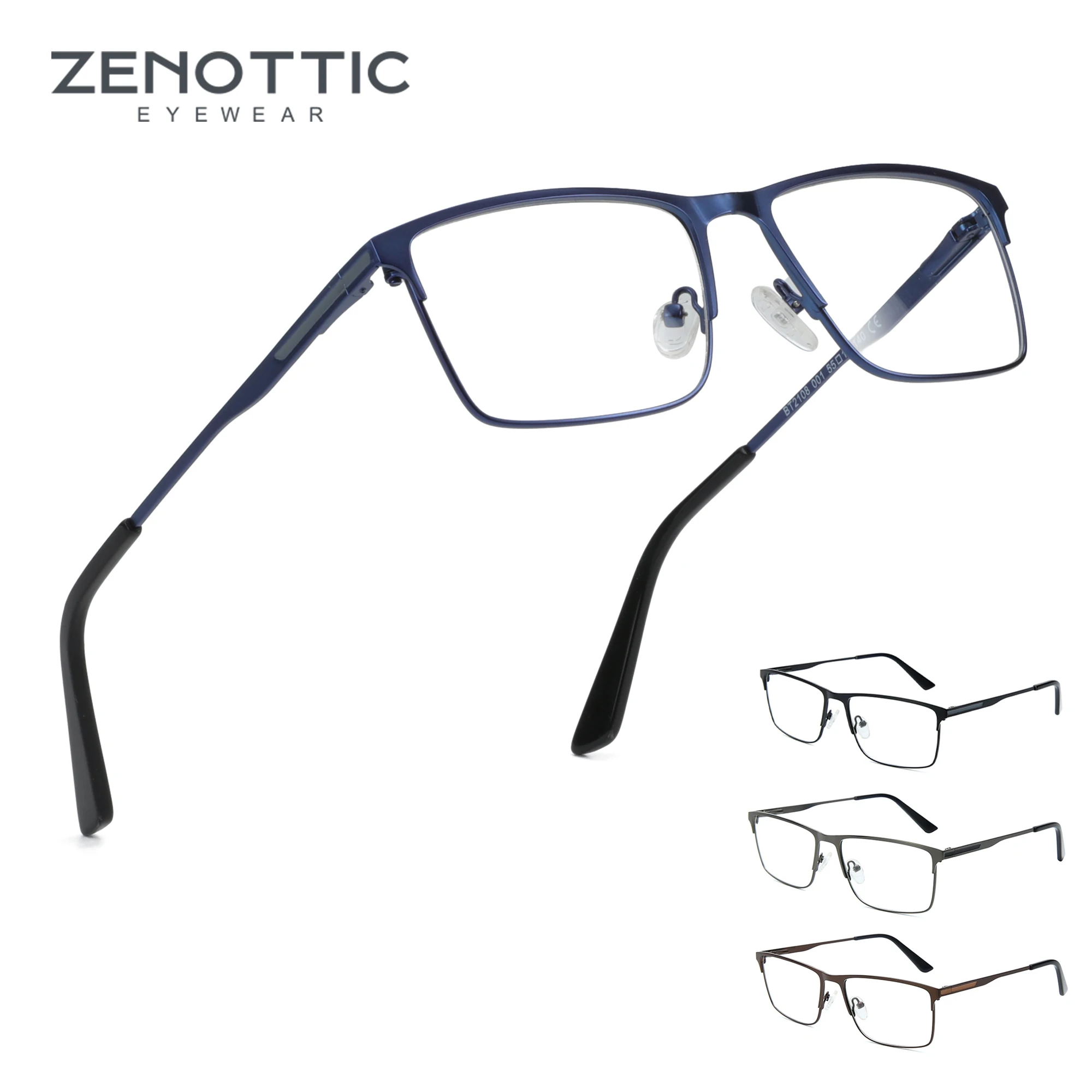 ZENOTTIC 2024 Men Titanium Alloy Optical Glasses Frame Fashion Male Square Eyewear Ultralight Metal Non-Prescription Eyeglasses-animated-img
