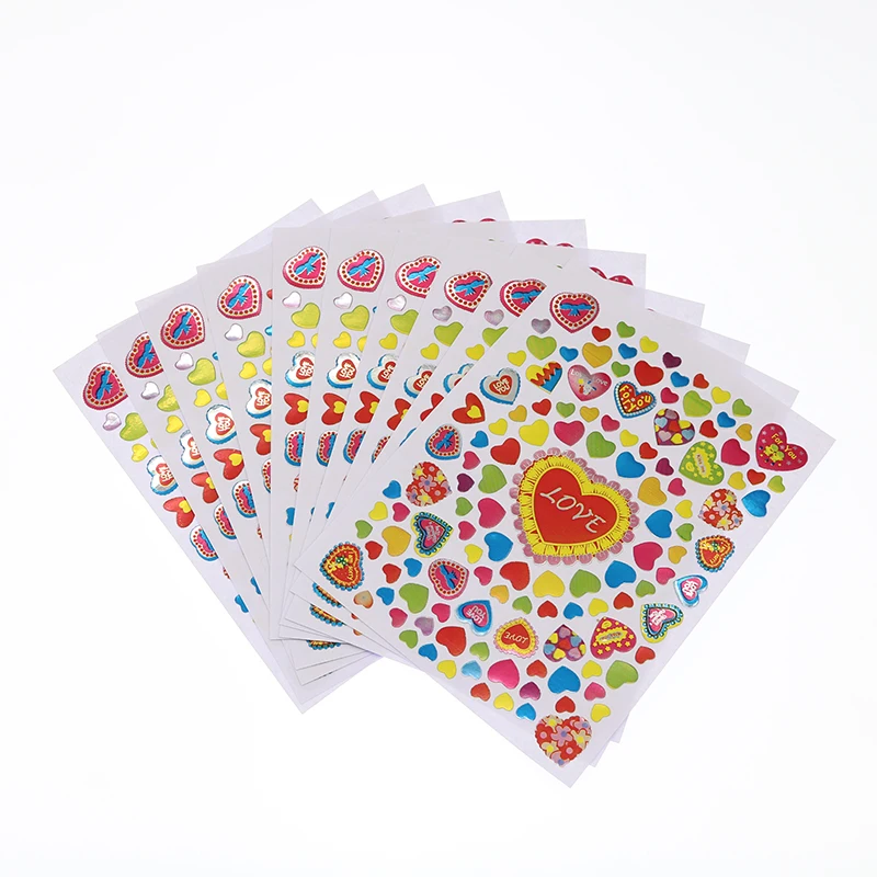 10 Sheets Heart Stickers Love Decorative Sticker Kids Envelopes