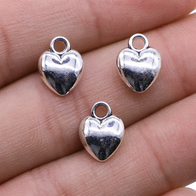 20pcs Hearts Charms Antique Silver Color Small Heart Charms Jewelry DIY Heart  Charms For Bracelet Making
