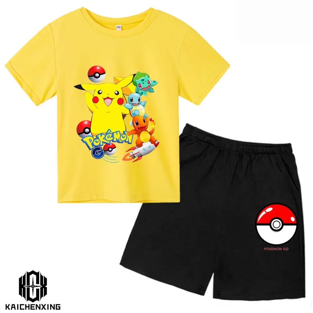 Pikachu Gengar Charizard Cartoon Clothes Pokemon Summer Children T-shirt Casual Short Sleeve Anime Periphery Boys Birls Tops Tee-animated-img