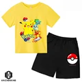 Pikachu Gengar Charizard Cartoon Clothes Pokemon Summer Children T-shirt Casual Short Sleeve Anime Periphery Boys Birls Tops Tee