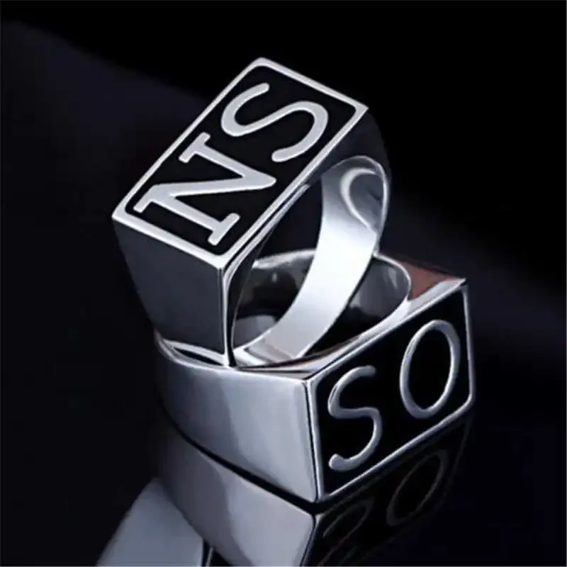 2 pcs Sons of Anarchy TV SOA Cosplay SONS Rings SO NS Silver Golden Mayans MC Steampunk Rock Punk Rings Men Cosplay Props-animated-img