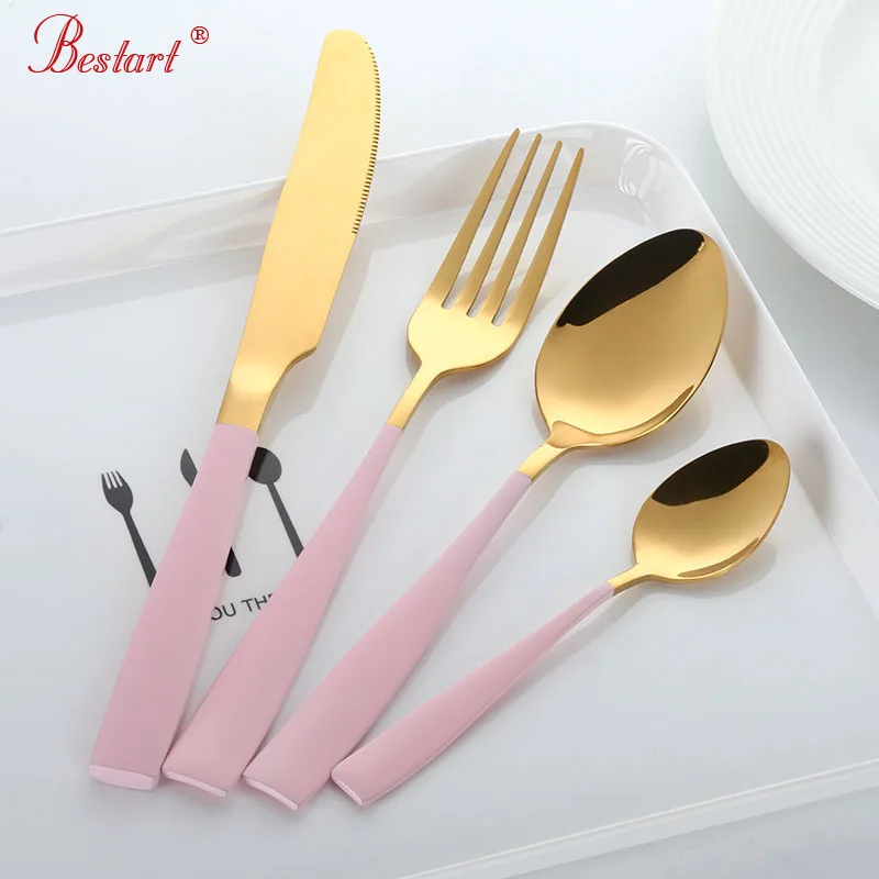 24Pcs Black Cutlery Set Stainless Steel Dinner Service 6 Person Gold Fork Spoon Knife Set Silverware Tableware Korean Dinnerware-animated-img